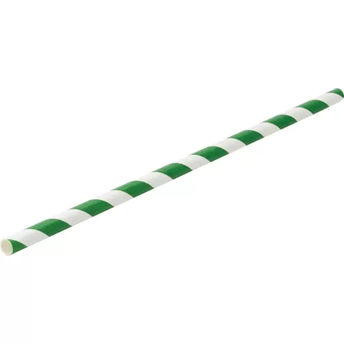 Plasma Paper Green Stripe Straw 20cm - pack size 1