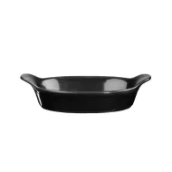 Churchill Cookware Vitrified Porcelain Metallic Black Round Eared Dish 18x15cm 30cl 10.6oz - pack size 6