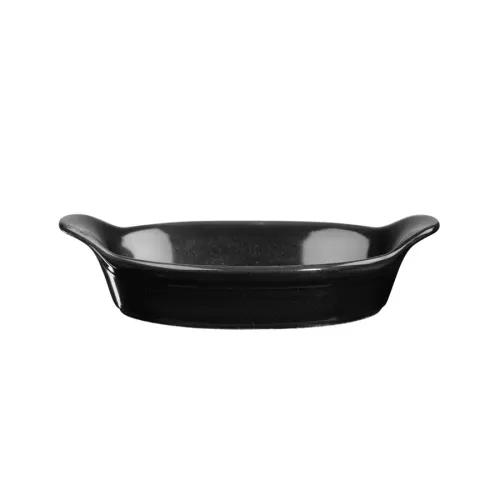 Churchill Cookware Vitrified Porcelain Metallic Black Round Eared Dish 18x15cm 30cl 10.6oz - pack size 6