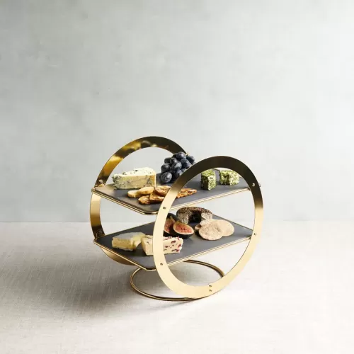 Artesa 2-Tier Serving Stand with Slate Platters - pack size 1