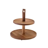 GenWare Acacia Wood Two Tier Cake Stand - pack size 1