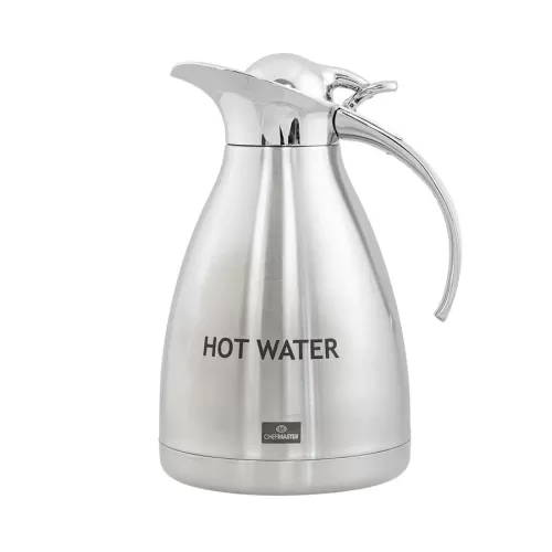 Chefmaster Deluxe Stainless Steel Vacuum Beverage Jug - 1 Litre - Inscribed HOT WATER - pack size 1