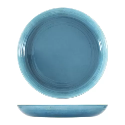 Light Blue Glazed Melamine Casablanca 3.5L Low Bowl - pack size 1