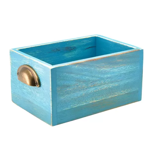 Blue Wash Acacia Wood Display Drawer 21.5x15x11cm - pack size 1