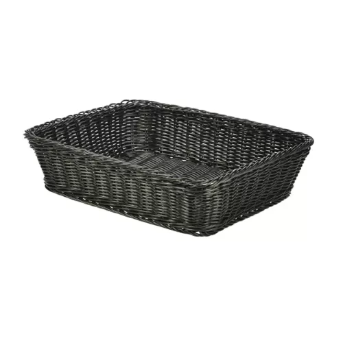 Genware Polywicker Black Rectangular Display Basket 36.5x29x9cm - pack size 1
