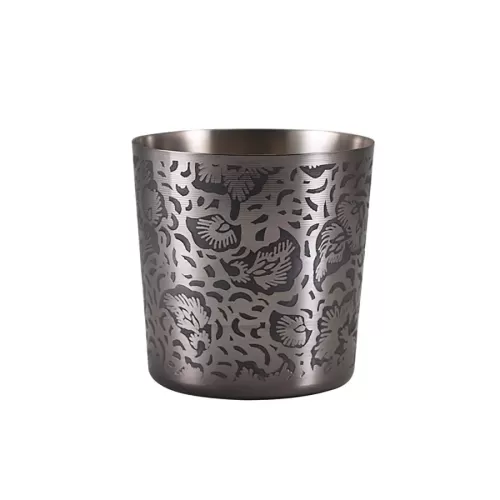 GenWare Black Floral Stainless Steel Round Serving Cup 8.5cm 42cl 14.8oz - pack size 12