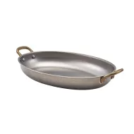 Genware Vintage Stainless Steel Oval Dish 24.5x17.5x4cm 100cl - pack size 6