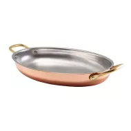 Genware Copper Plated Stainless Steel Handled Oval Dish 30x21cm - pack size 3