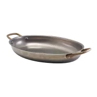 Genware Vintage Stainless Steel Oval Dish 30x21cm - pack size 3