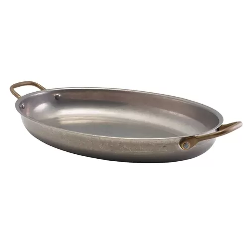 Genware Vintage Stainless Steel Oval Dish 34x23cm - pack size 3