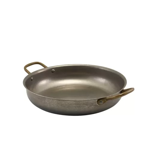 Genware Vintage Stainless Steel Round Dish 24.5x5cm - pack size 3