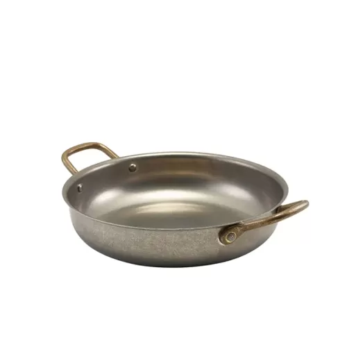 Genware Vintage Stainless Steel Round Dish 22x5cm - pack size 6