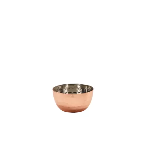 Genware Copper Plated Stainless Steel Round Mini Hammered Bowl 114ml 4oz - pack size 24
