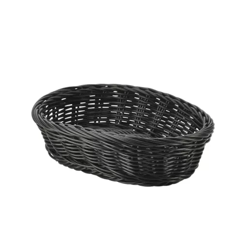 GenWare Black Oval Polywicker Basket 22.5x15.5x6.5cm - pack size 6
