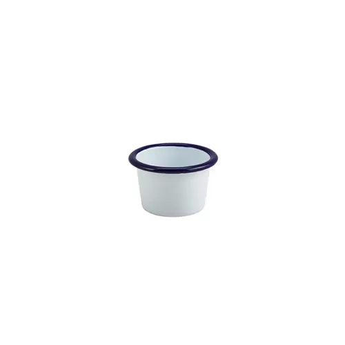 GenWare Enamel White With Blue Rim Ramekin 7cm 90ml 3.2oz - pack size 12