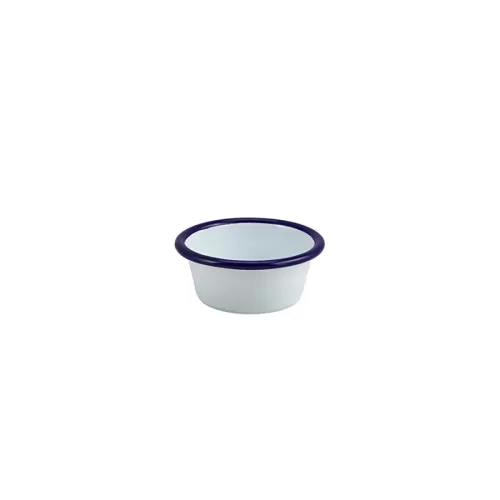 GenWare Enamel White With Blue Rim Ramekin 8cm 90ml 3.2oz - pack size 12