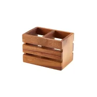 GenWare Acacia Wood 2 Compartment Rectangular Cutlery Holder 16x11x11cm - pack size 1