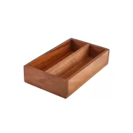 GenWare Acacia Wood 2 Compartment Rectangular Cutlery Tray 27.5x16.5x6cm - pack size 1