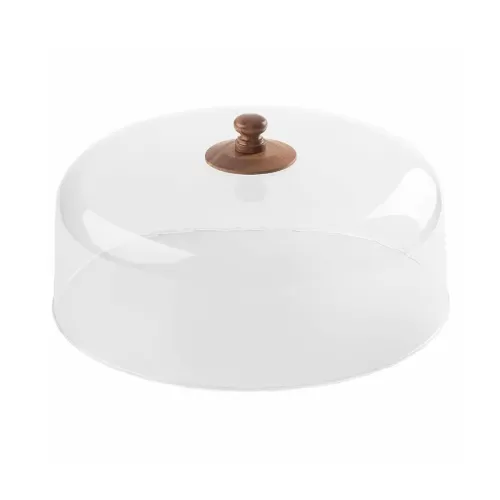 TableCraft Acacia Collection Round Acrylic Cake Dome With Acacia Handle 30x14.5cm - pack size 1