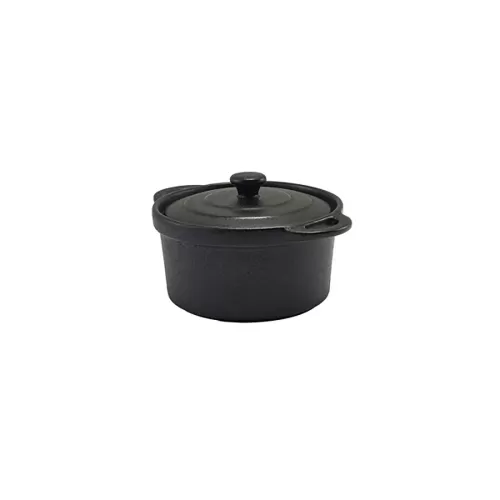 GenWare Forge Stoneware Black Round Lidded Casserole Dish 12x6.2cm 13oz - pack size 6