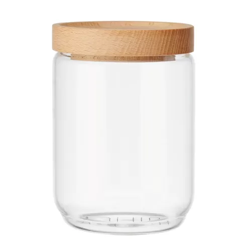 KitchenCraft Idilica Glass Storage Jar With Beechwood Lid 500ml - pack size 1