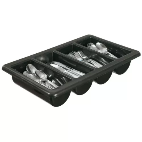 Polypropylene Cutlery Box 4 Compartments Black - pack size 1