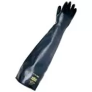 Pair Black Unlined Chemical Resistant Rubber Gloves 60cm (Large) - pack size 1