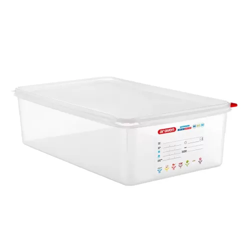 Araven Polypropylene Airtight Container Gastronorm 1/1 20.5ltr With ColourClips and Label - pack size 1