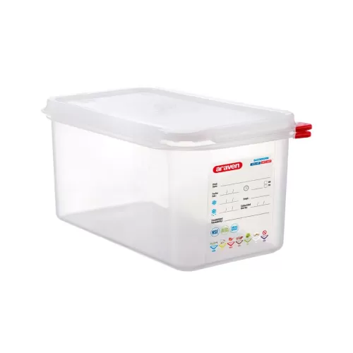 Araven Polypropylene Airtight Container Gastronorm 1/3 6ltr With ColourClips and Label - pack size 1