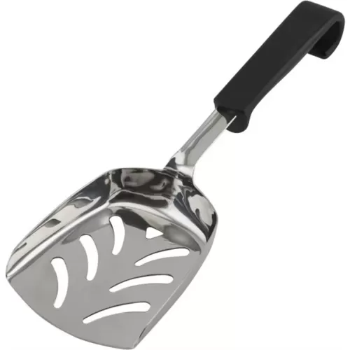 Genware Buffet Pro Slotted Scoop Server Stainless Steel Black Plastic Handle - pack size 1