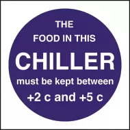 Mileta Kitchen Food Safety Sign Self Adhesive Vinyl 100 x 100mm - Food Temperature - Chiller - pack size 1