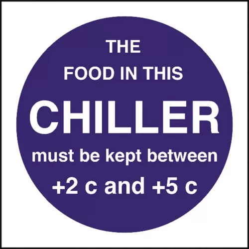Mileta Kitchen Food Safety Sign Self Adhesive Vinyl 100 x 100mm - Food Temperature - Chiller - pack size 1