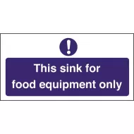 Mileta Kitchen Sink Safety Sign Self Adhesive Vinyl 100 x 200mm - Food Equipment Only - pack size 1
