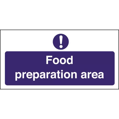 Mileta Kitchen Food Safety Sign Self Adhesive Vinyl 100 x 200mm - Food Preparation Area - pack size 1