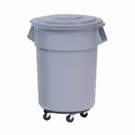 Rubbermaid Brute Round Self Draining Snap On Lid Grey Polyethylene 41 x 2.5cm - pack size 1