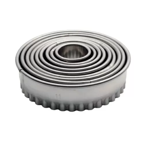 deBuyer Fluted Pastry Cutters Stainless Steel 3-11cm Set Of 9 - pack size 1