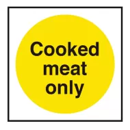 Mileta Kitchen Food Safety Sign - Cooked Meat Only Catering Vinyl Sticker - pack size 1