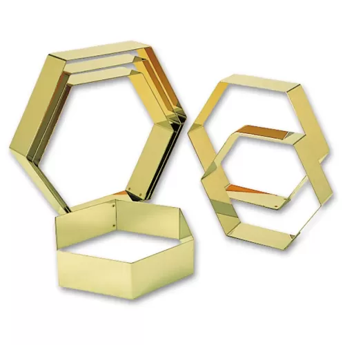 Matfer Bourgeat Hexagonal Cake Mould Stainless Steel 6.7x6.7x3cm - pack size 4