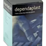 Dependaplast Blue Food Area Plasters 4cm x 4cm Box Of 100 - pack size 1