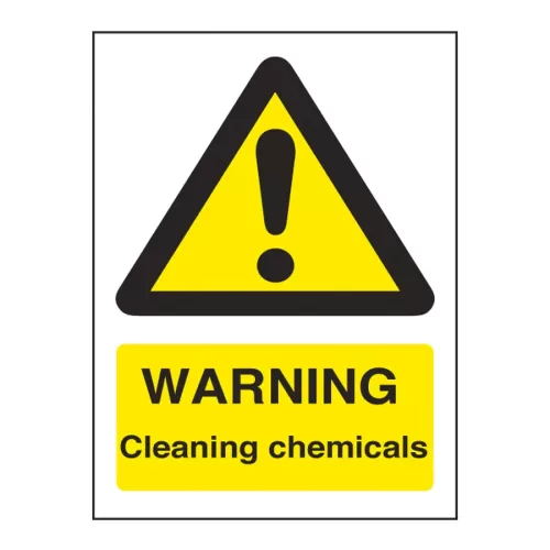 Mileta Warning Sign Self Adhesive Vinyl - Cleaning Chemicals 15 x 20cm - pack size 1