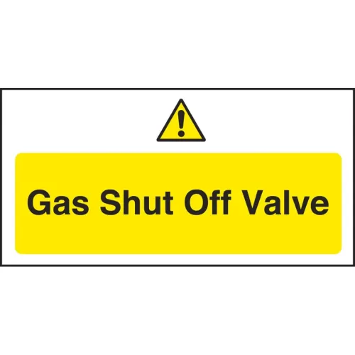 Mileta Warning Sign Self Adhesive Vinyl - Gas Shut Off Valve 20 x 10cm - pack size 1