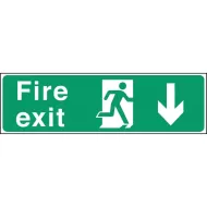 Mileta Safety Sign - Fire Exit Down Arrow 45x15cm - pack size 1