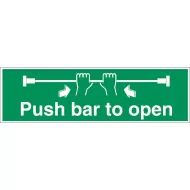 Mileta Safety Sign - Push Bar To Open 45x15cm - pack size 1