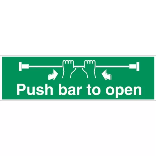 Mileta Safety Sign - Push Bar To Open 45x15cm - pack size 1