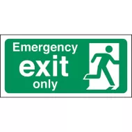 Mileta Safety Sign - Emergency Exit Only 30x15cm - pack size 1