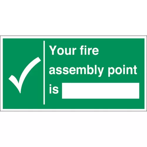 Mileta Safety Sign - Your Fire Assembly Point Is 30x15cm - pack size 1