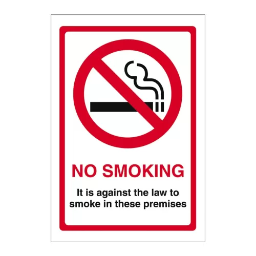 Mileta Sign - No Smoking Sign It Is Against The Law On Premises 15x20cm - pack size 1
