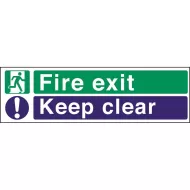 Mileta Safety Sign - Fire Exit Keep Clear 45x15cm - pack size 1