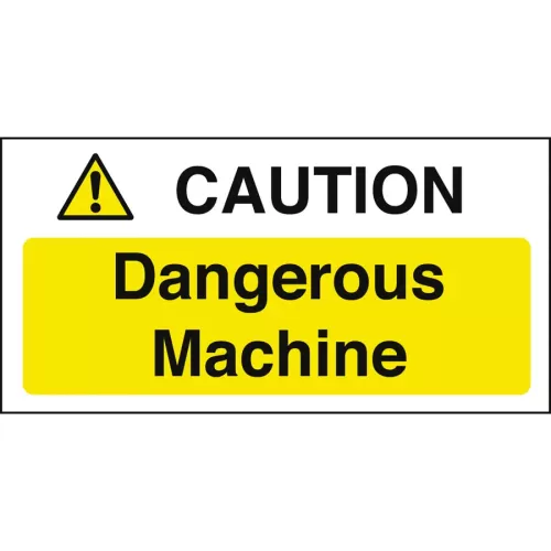 Mileta Warning Sign Self Adhesive Vinyl - Caution Dangerous Machine 20 x 10cm - pack size 1