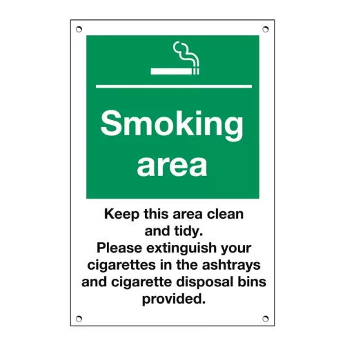 Mileta Exterior Sign 3mm Foamboard - Smoking Area, Keep Clean & Tidy 20x30cm - pack size 1